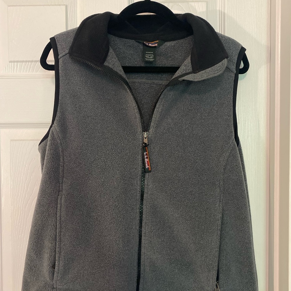 L.L. Bean Women's Charcoal and Black Fleece Vest
